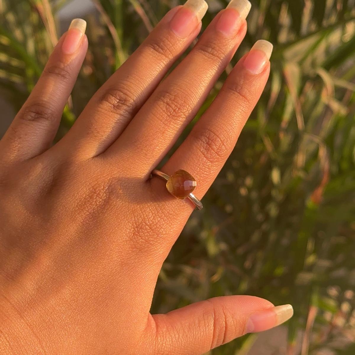 En venta: Art Decó 4,98 cts Citrino Natural Piedra de Nacimiento de Noviembre Anillo de Plata para Regalo de Mamá  8