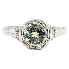 Art Deco .49ct Natural Color Change Alexandrite Filigree Ring in 18K White Gold