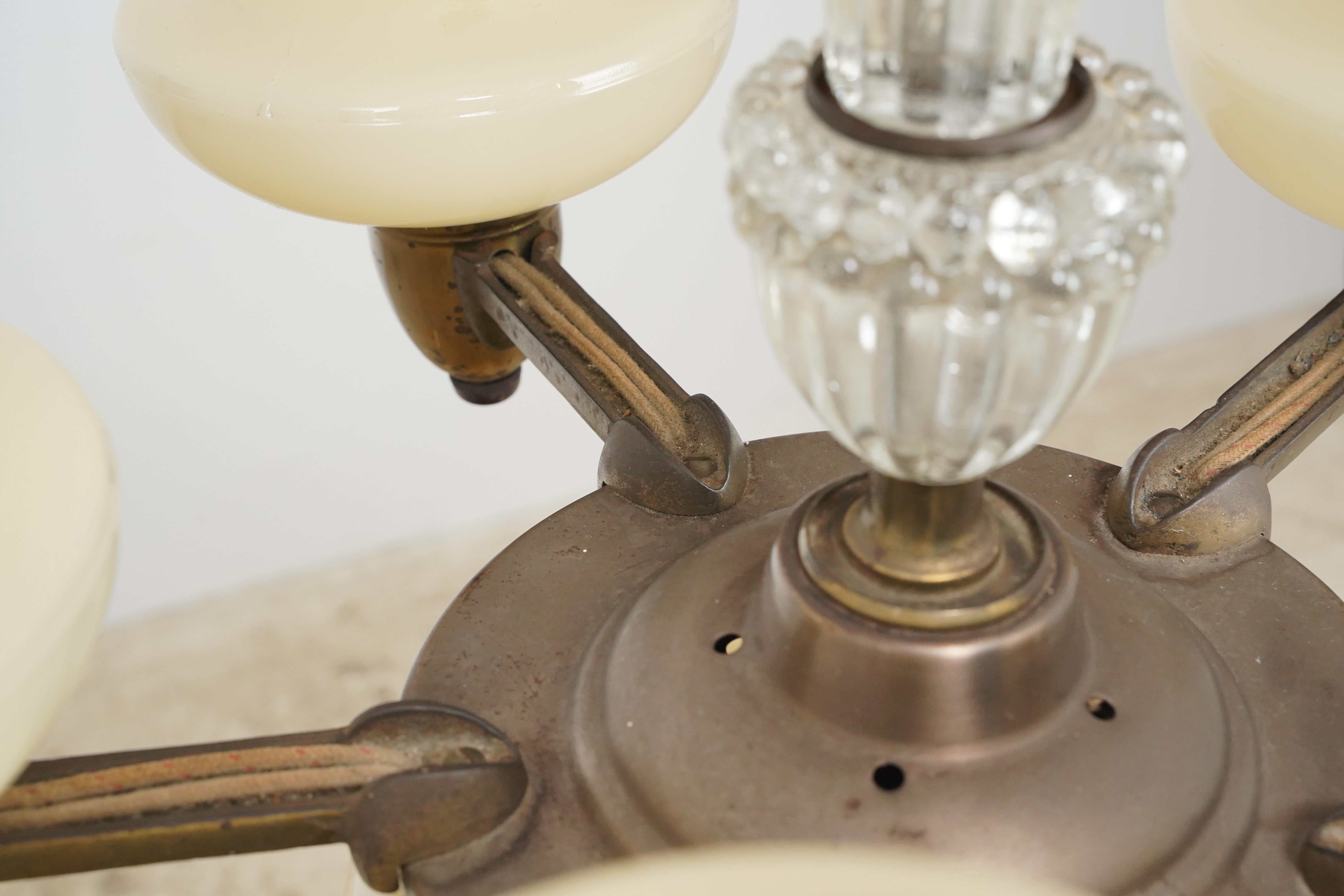 Art Deco 5 Arm Chandelier For Sale 4
