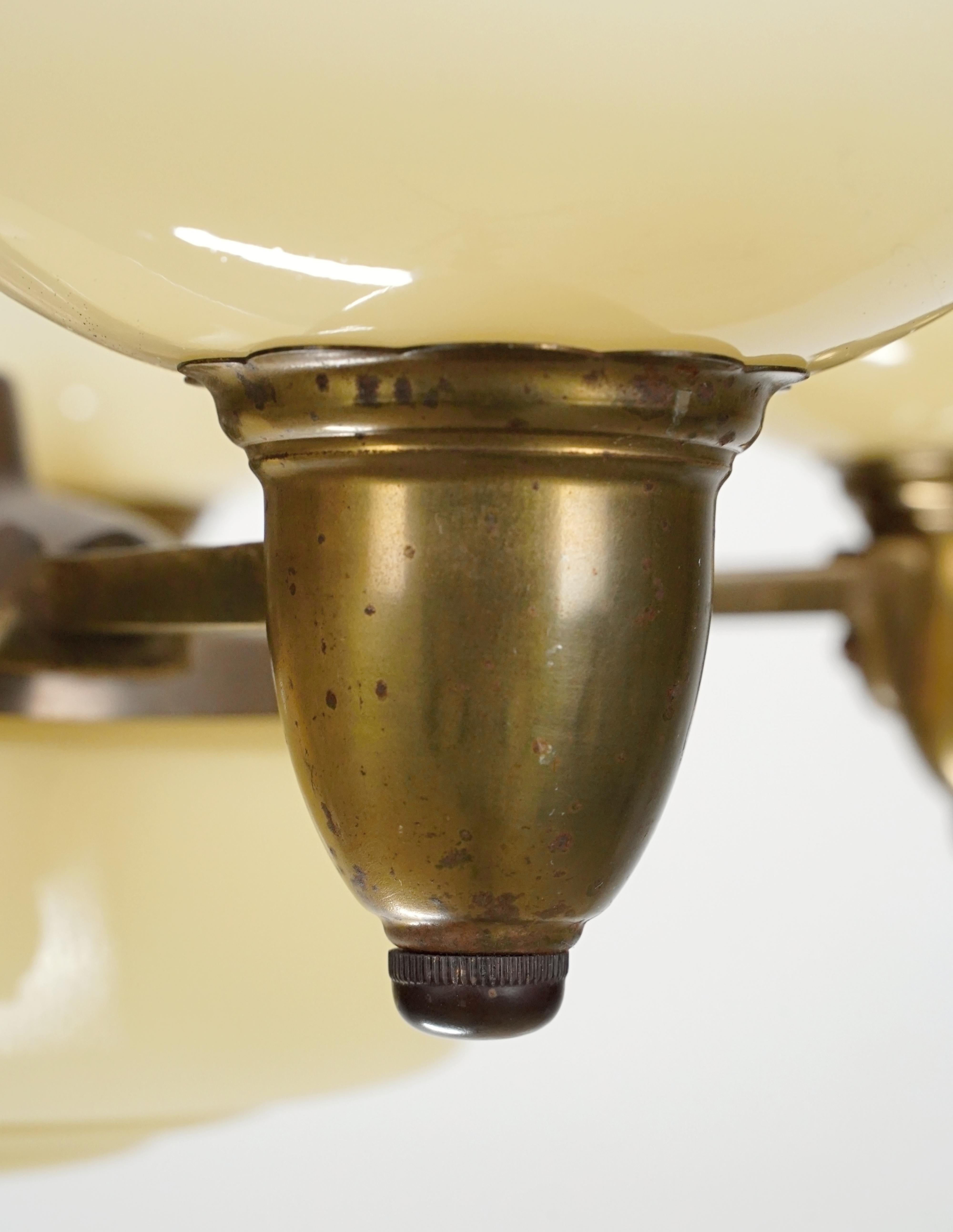 Steel Art Deco 5 Arm Chandelier For Sale