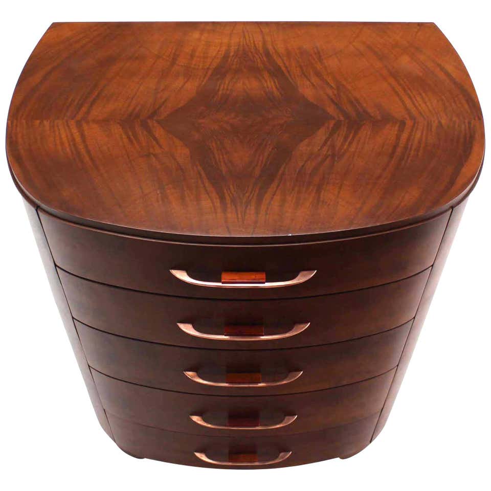 Drawer Rounded Esge Art Deco 5 Drawer Rounded High Chest of Drawers Dresser at 1stDibs