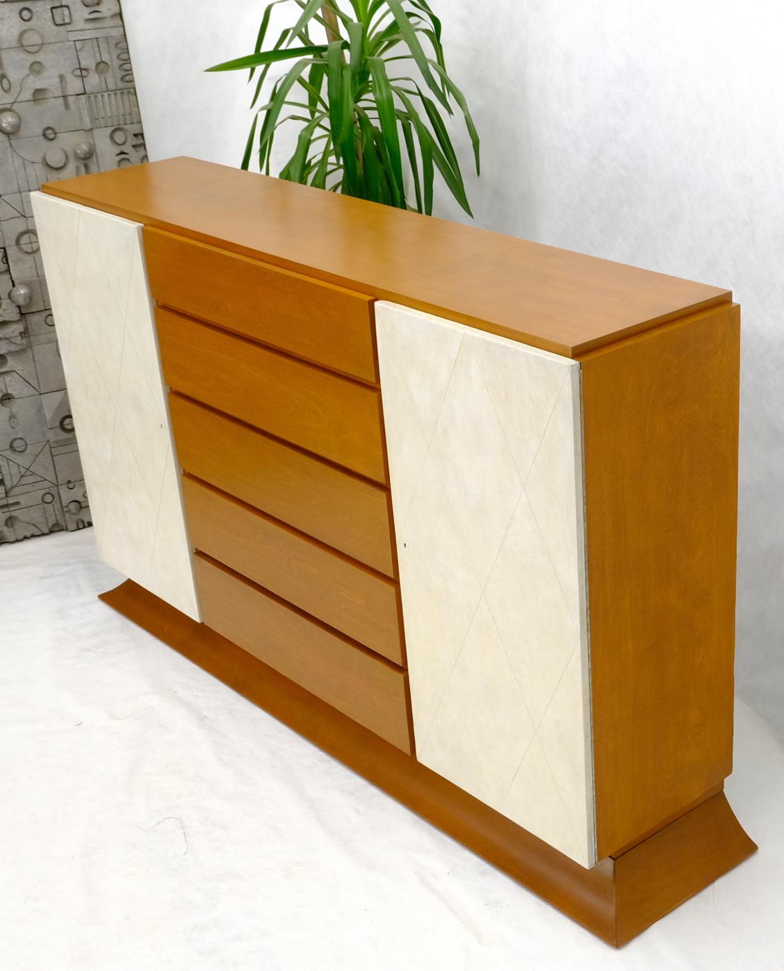 Art Deco 5 Drawers w/ 2 Secret Drawers 2 Leather Diamond Doors Compartment For Sale 12