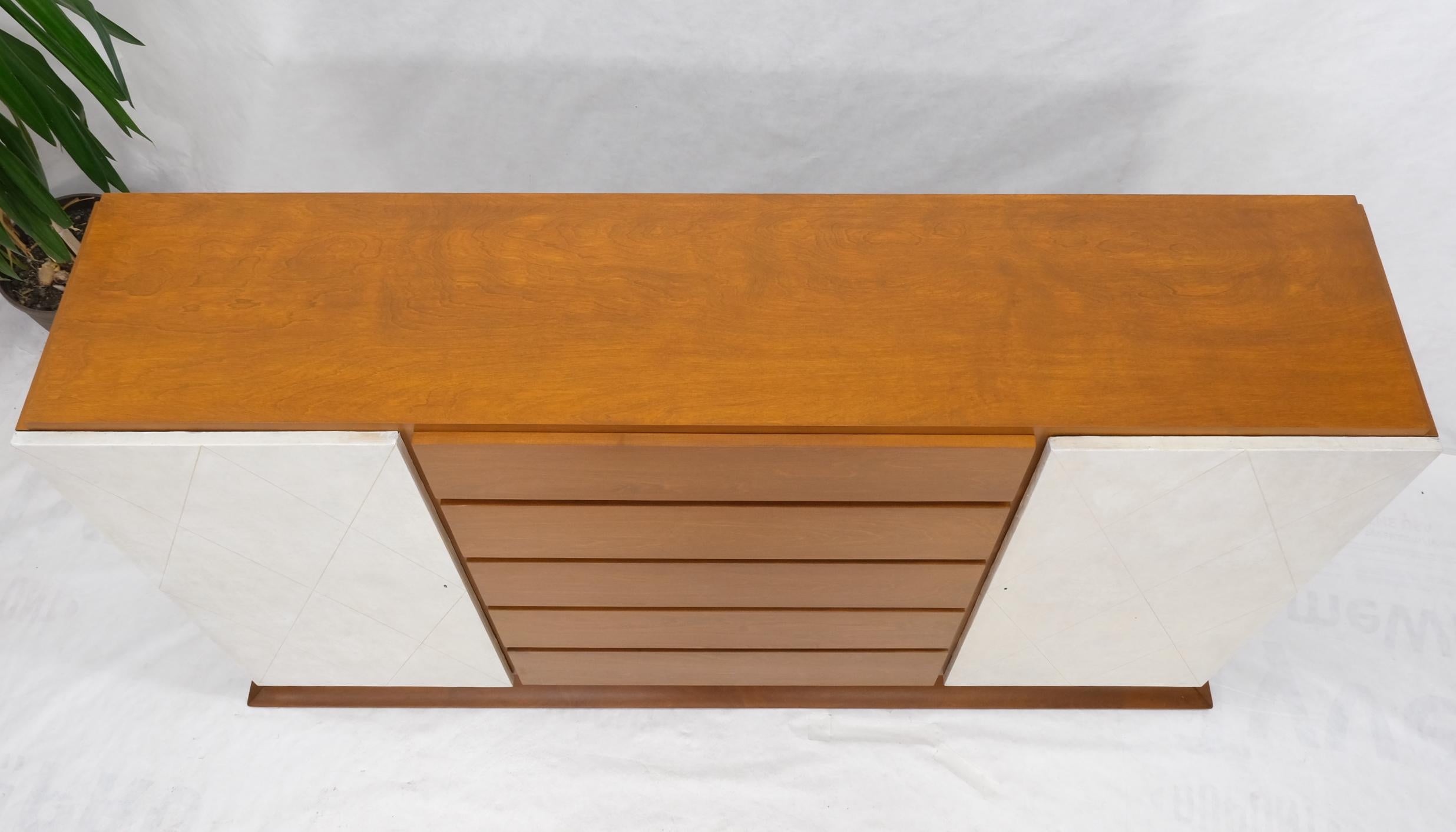 20th Century Art Deco 5 Drawers w/ 2 Secret Drawers 2 Leather Diamond Doors Compartment For Sale