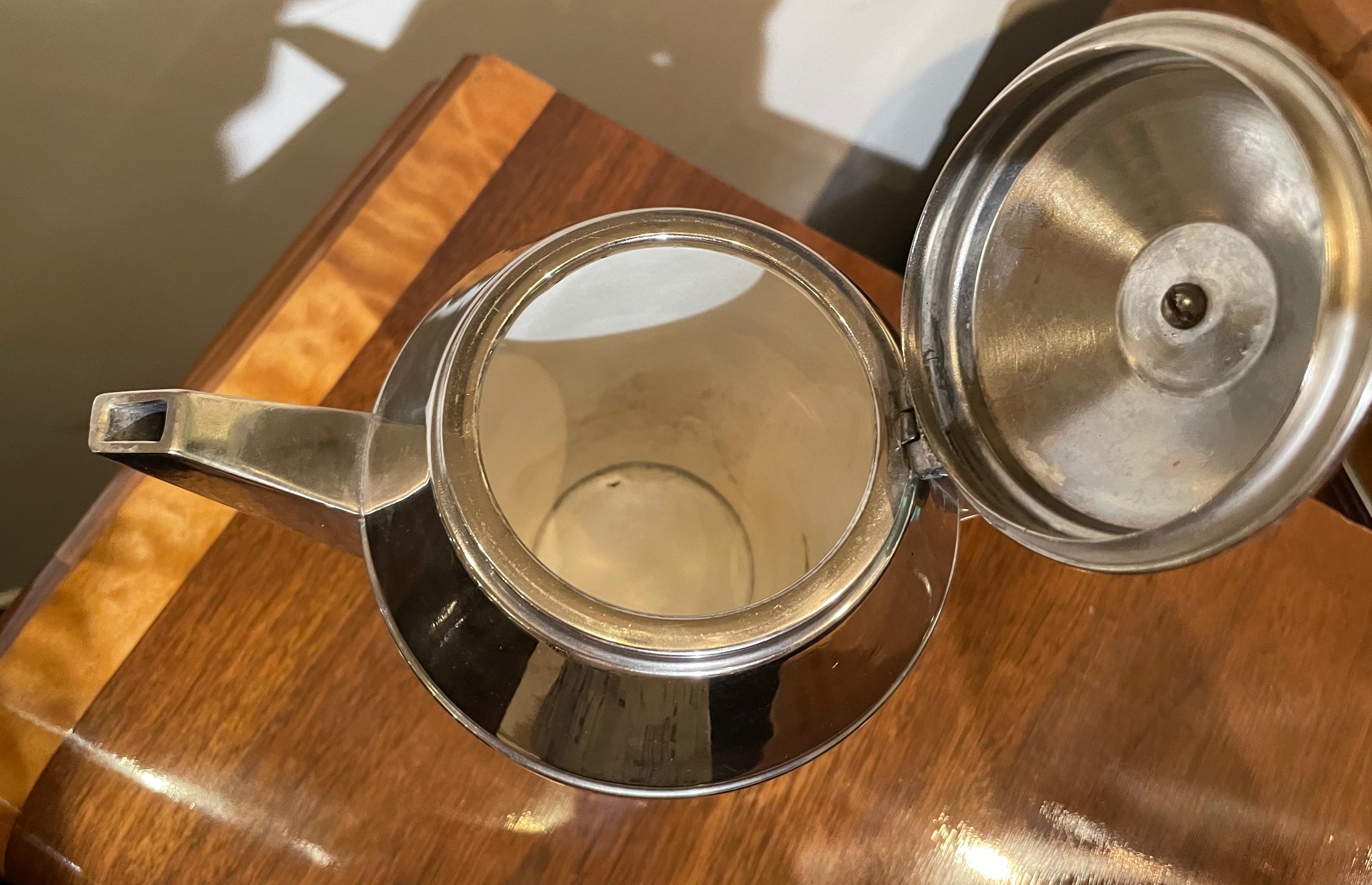 Art Deco 5 Pieces Kaffee und Tee Silber Teller Set im Zustand „Gut“ im Angebot in Oakland, CA