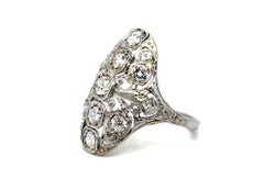 Art Deco 5 Stone Diamond Platinum Cocktail Ring Old Mine Cushion 1.47ct 1920's