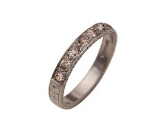 Art Deco .50 Carat Platinum Champagne Diamond 7-Stone Etched Wedding Band
