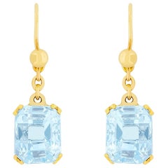 Art Deco 5.00 Carat Aquamarine Drop Earrings, circa 1930s
