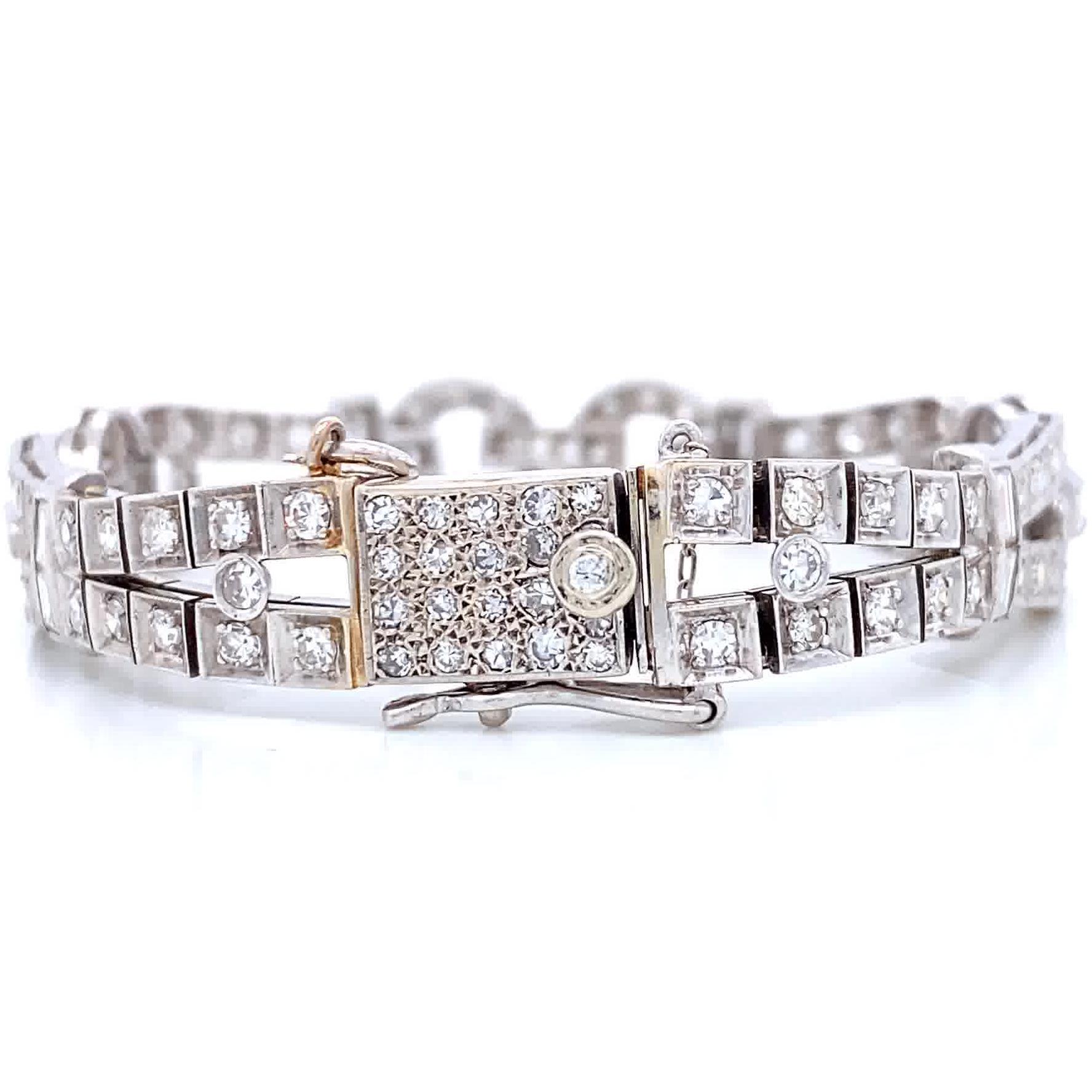 Women's Art Deco 5.00 Carat Diamond Platinum Bracelet