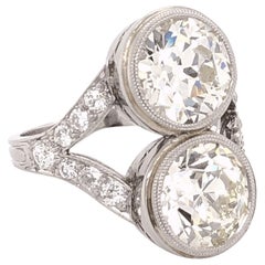 Art Deco 5.00 Carat Old European Diamond Platinum Ring Estate Fine Jewelry