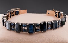 Art Deco 50.00 Ct Natural untreated Sapphire Diamond Rare Bracelet