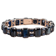 Art Deco 50.00 Ct Natural untreated Sapphire Diamond Rare Bracelet