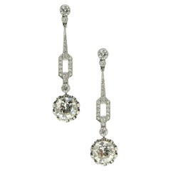 Art Deco 5.03 Carat Diamond Drop Earrings