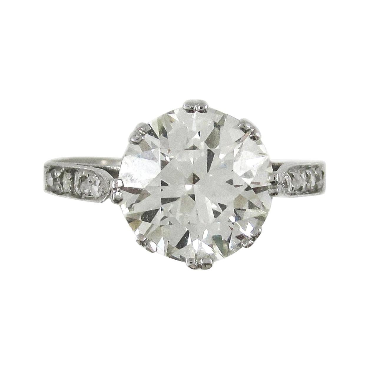 Art Deco 5.06 Carat Old European Cut Diamond Platinum Engagement Ring
