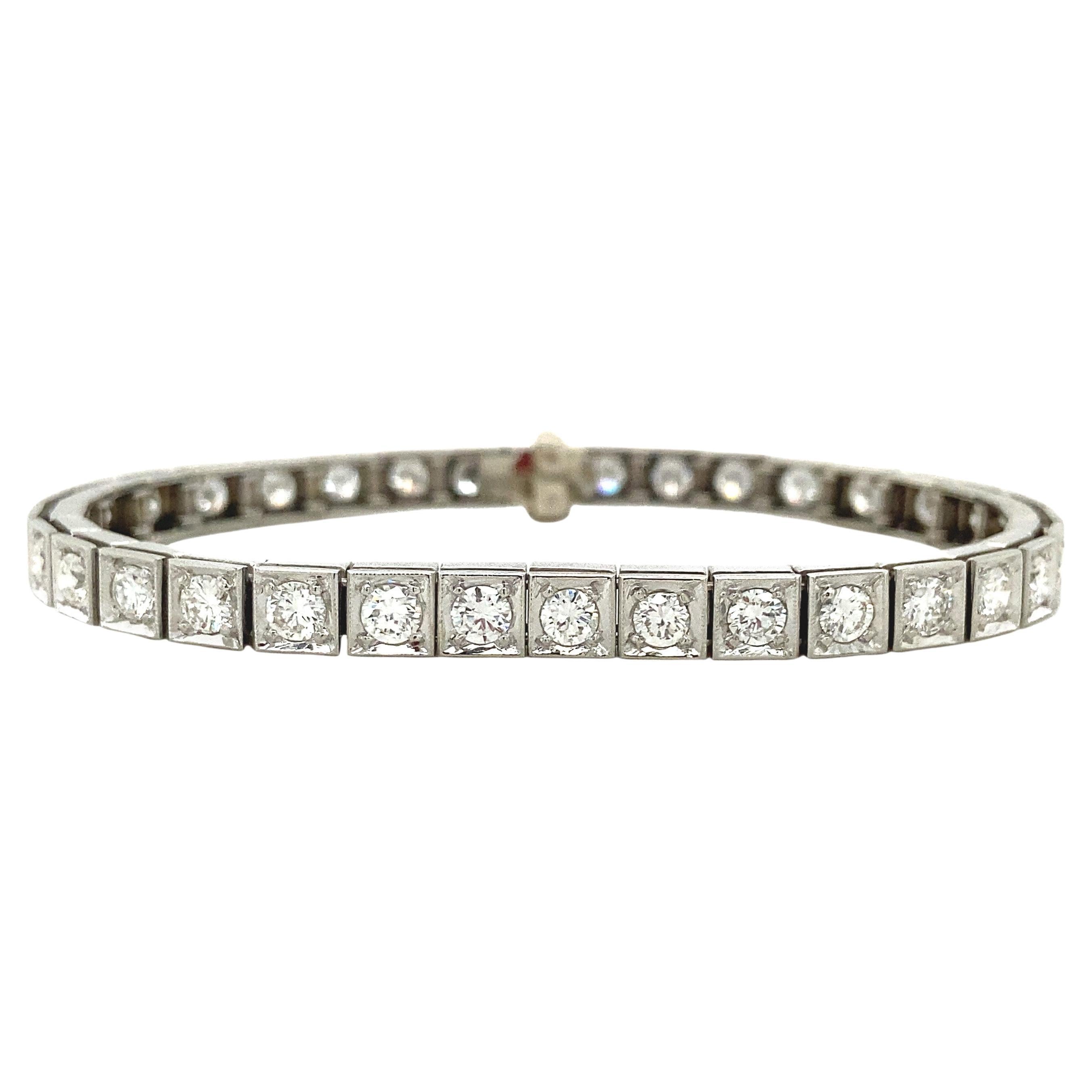 Art Deco 5.1 Carat G/VS Diamond Tennis Bracelet