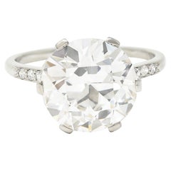 Vintage French Art Deco 5.12 CTW Old European Cut Diamond Platinum Engagement Ring