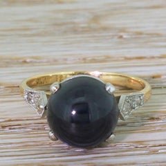 Art Deco 5.14 Carat Cabochon Sapphire Solitaire Ring