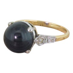 Antique Art Deco 5.14 Carat Cabochon Sapphire Solitaire Ring