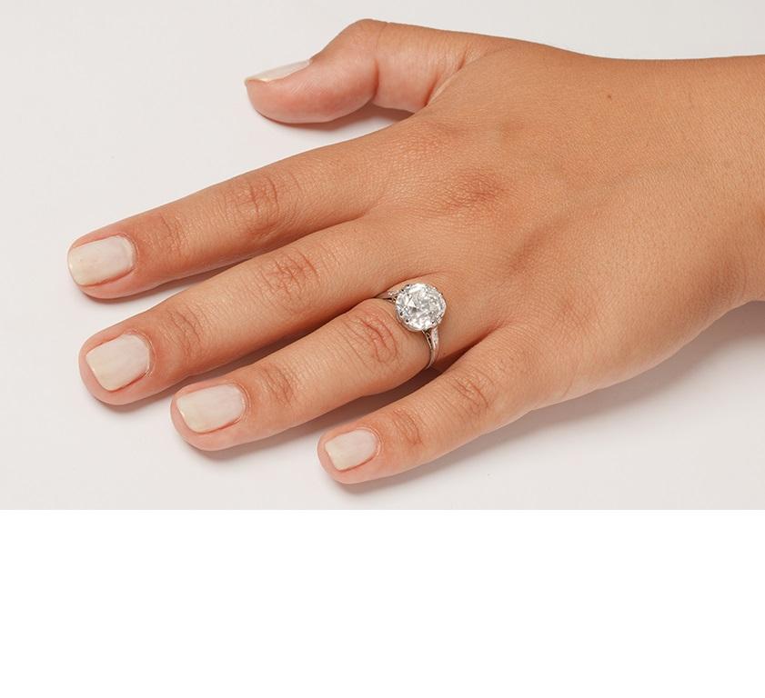 Art Deco 5.18ct Diamond Solitaire Engagement Ring, c.1920s For Sale 1