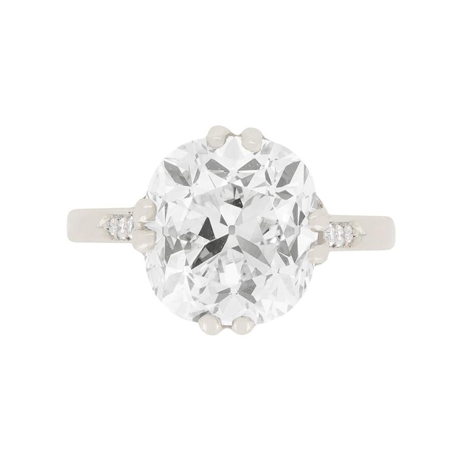 Art Deco 5.18ct Diamond Solitaire Engagement Ring, c.1920s For Sale