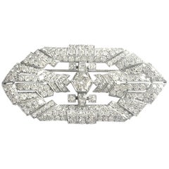 Art Deco 5.25 Carat Diamonds 18 Karat White Gold Brooch