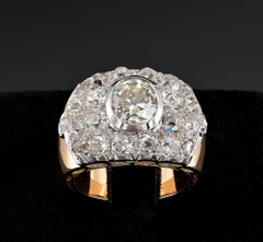 Art Deco 5.26 Ct Old Mine Diamond Platinum Gold Rare Ring