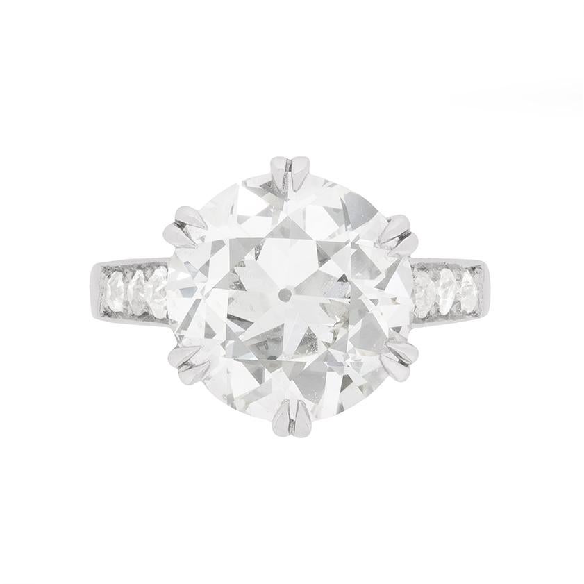 Art Deco 5.28 Carat Diamond Solitaire Engagement Ring c.1920s For Sale