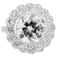 Bague de fiançailles Art déco en platine avec diamant taille européenne de 5,31 carats