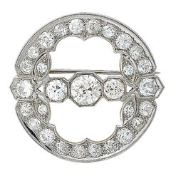 Art Deco 5.35 Carat Diamond Platinum Brooch