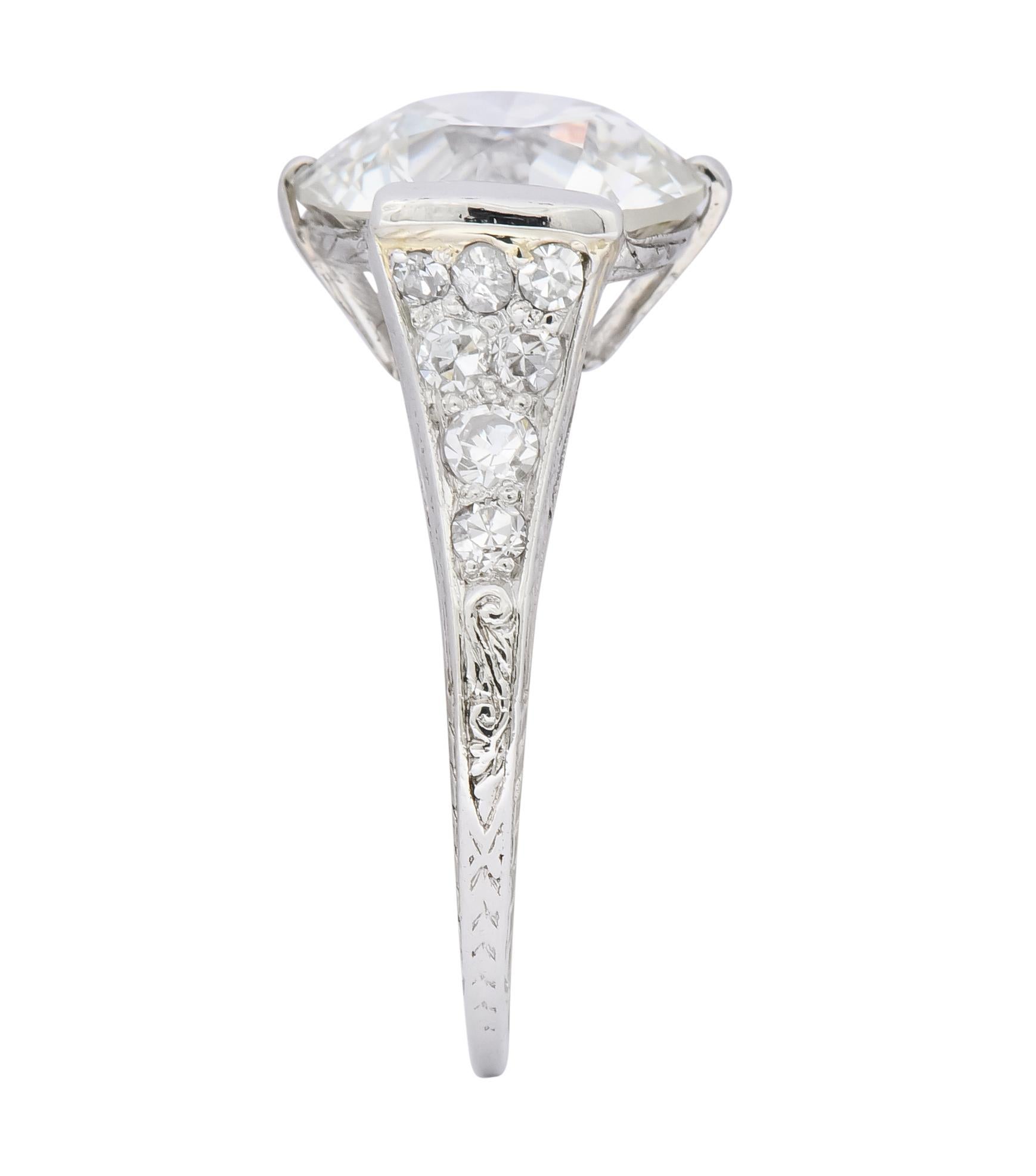 Art Deco 5.37 Carat Old European Diamond Platinum Engagement Ring GIA 4