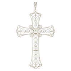 Pendentif croix en diamant Art Deco 5.40ct, c.1920s