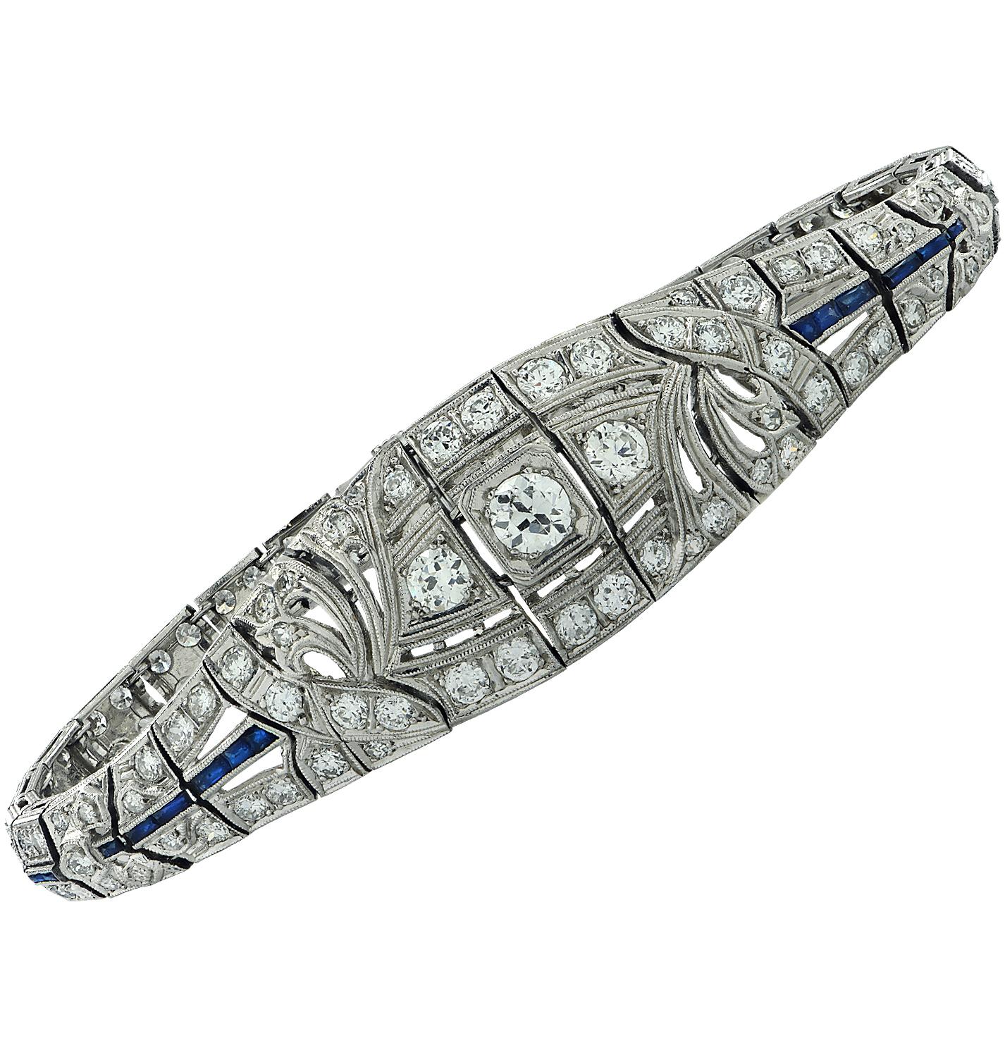 Women's Art Deco 5.44 Carat Diamond Bracelet For Sale