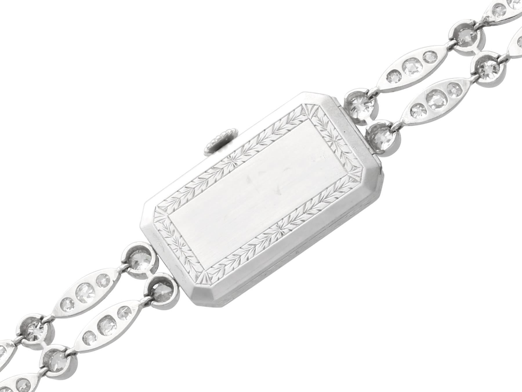 Orologio da cocktail in platino e diamanti Art Déco da 5,44 carati - CIRCA 1935 in vendita 6