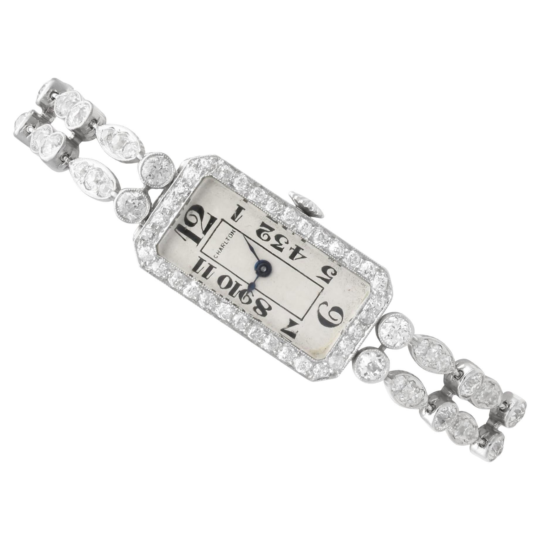 Art Deco 5.44ct Diamond and Platinum Cocktail Watch - Circa 1935