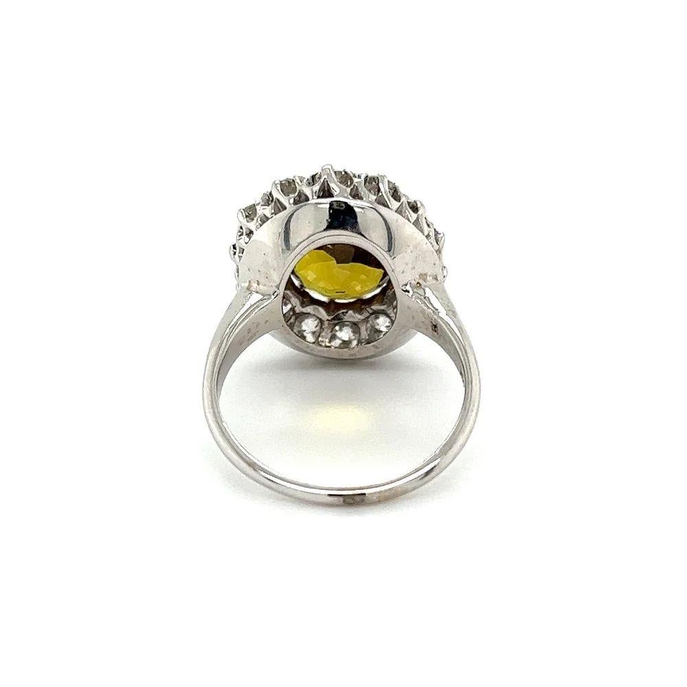 De las mujeres Art Decó 5,46 Quilates Zafiro Naranja Ovalado y Diamante Anillo Halo Vintage de Oro en venta