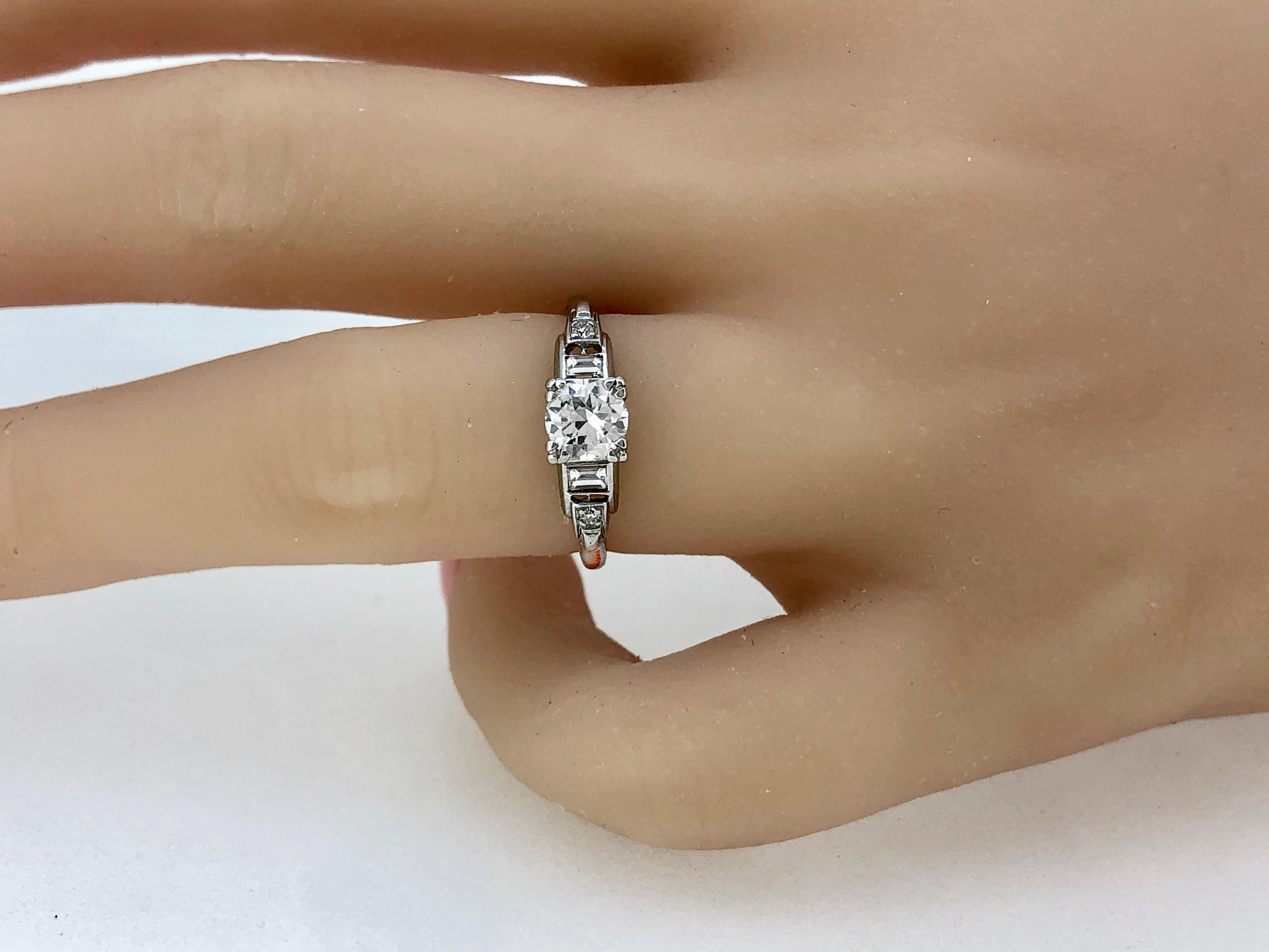 Art Deco .55 Carat Diamond Platinum Engagement Ring  1