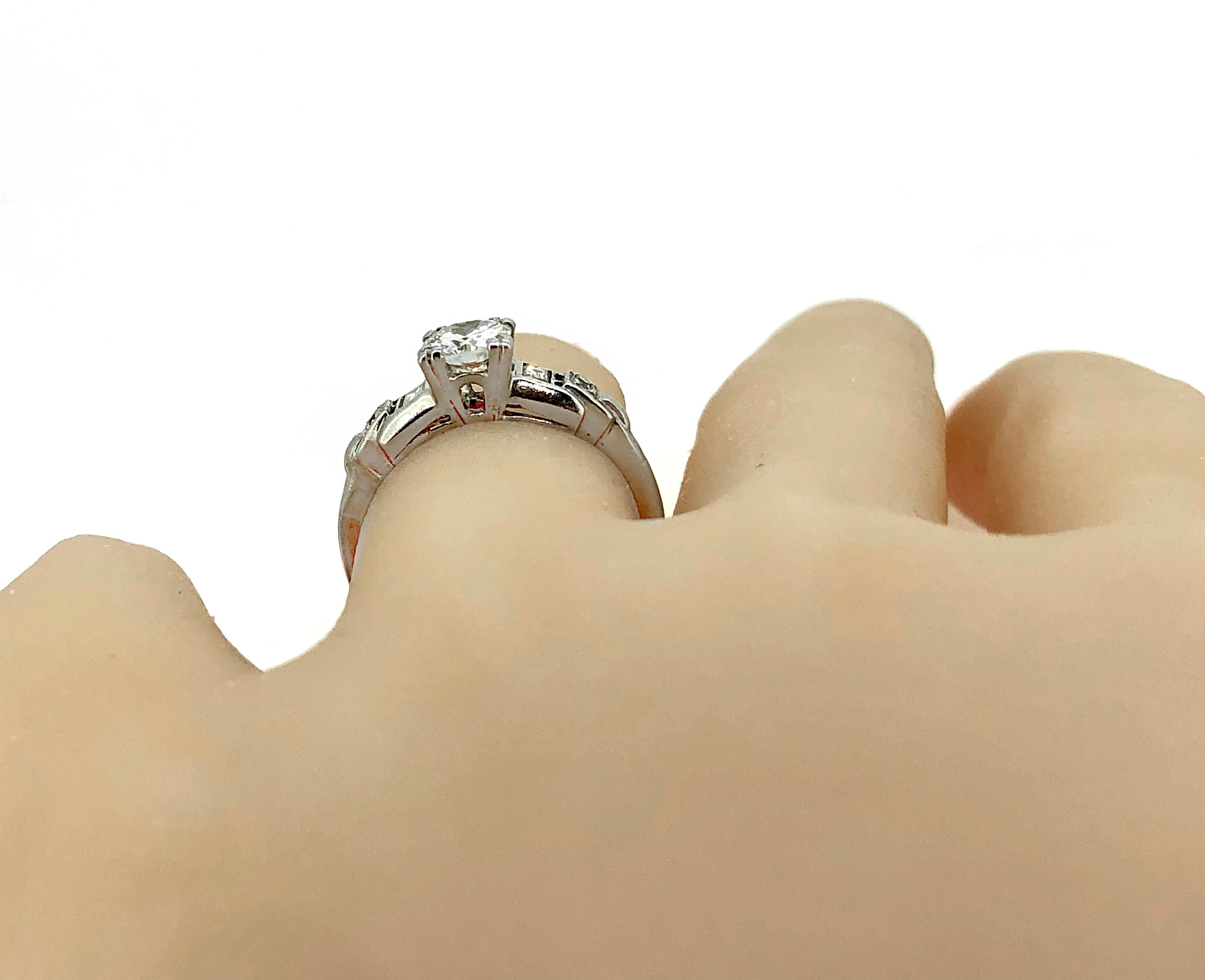 Art Deco .55 Carat Diamond Platinum Engagement Ring  2