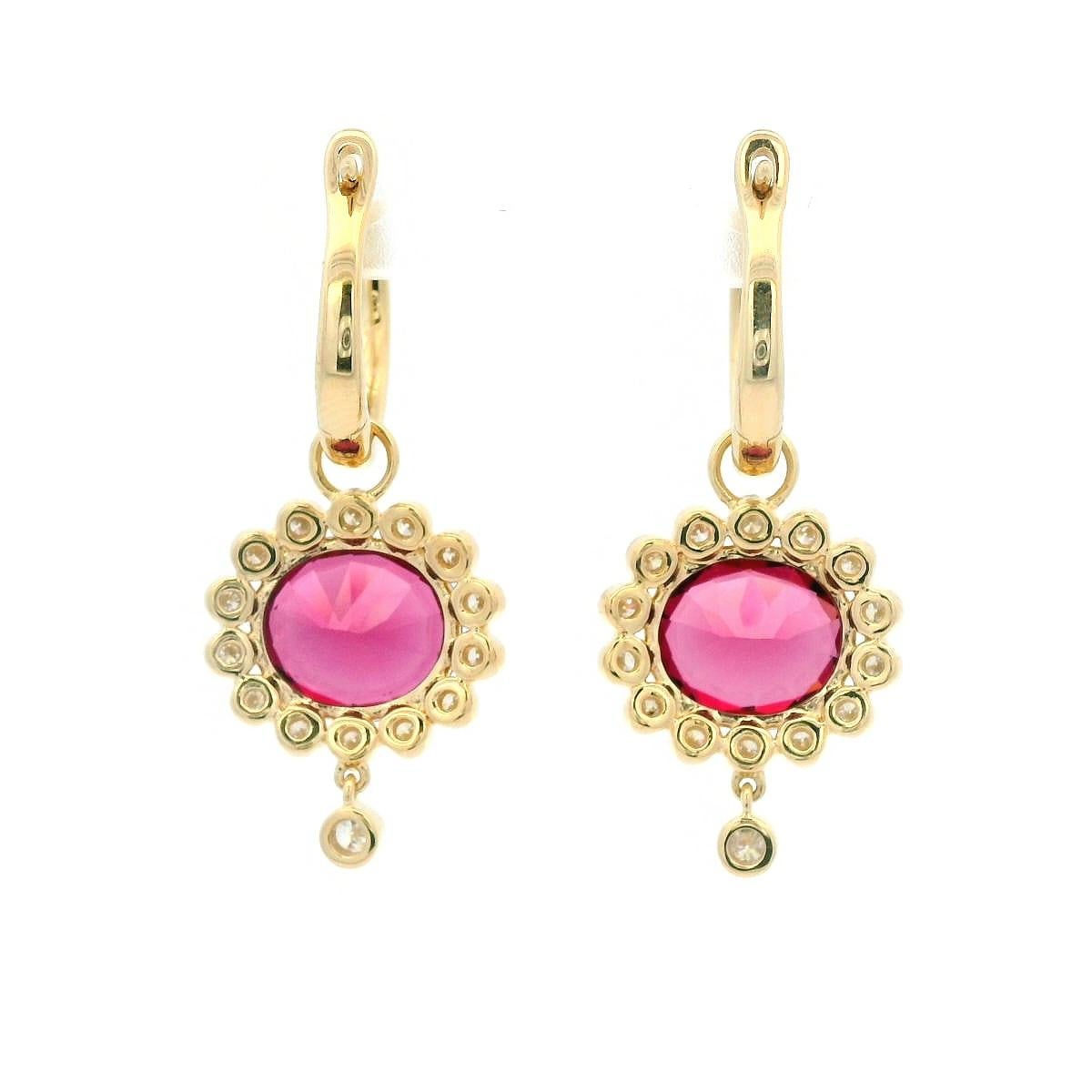 Art Deco 5.68Ct Garnet Diamond Earrings in 14 Karat Yellow Gold For Sale 2