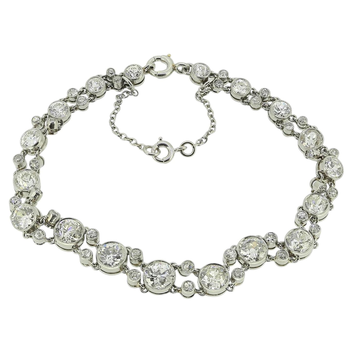 Art Deco 5,70 Karat Diamantarmband im Altschliff im Angebot