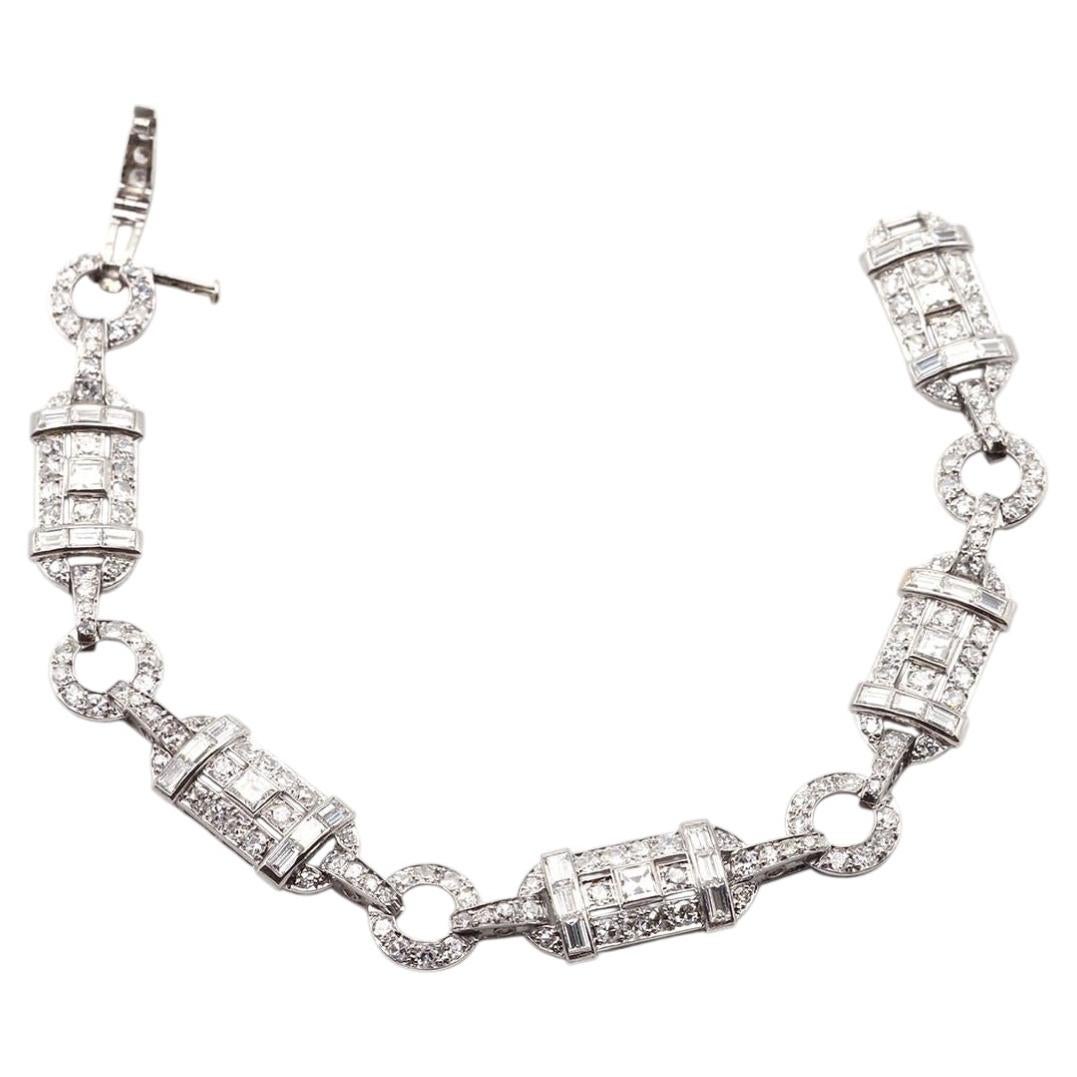 Art Deco 5.70 ct diamond bracelet in platinum