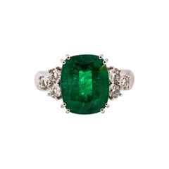 Art Deco 5.73 Carat Emerald 0.74 Carat White Diamond White Gold Cocktail Ring Art Deco 5.73 Carat Emerald 0.74 Carat White Diamond White Gold Cocktail Ring