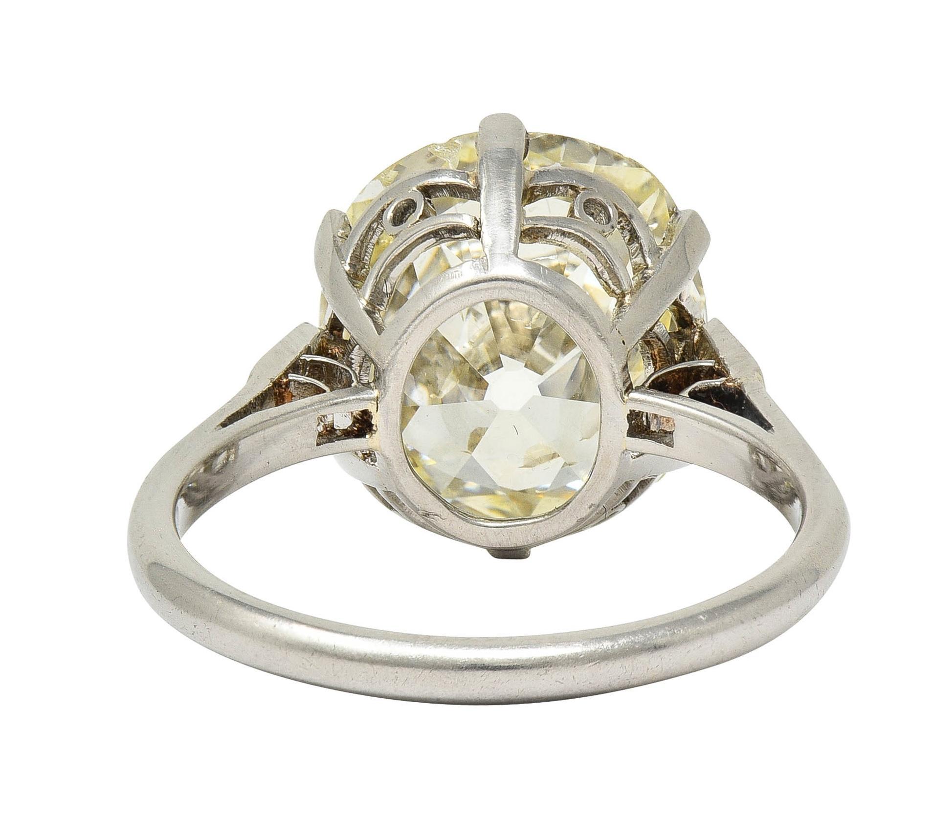 Women's Art Deco 5.75 CTW Old Mine Butter Diamond Platinum Vintage Engagement Ring GIA For Sale