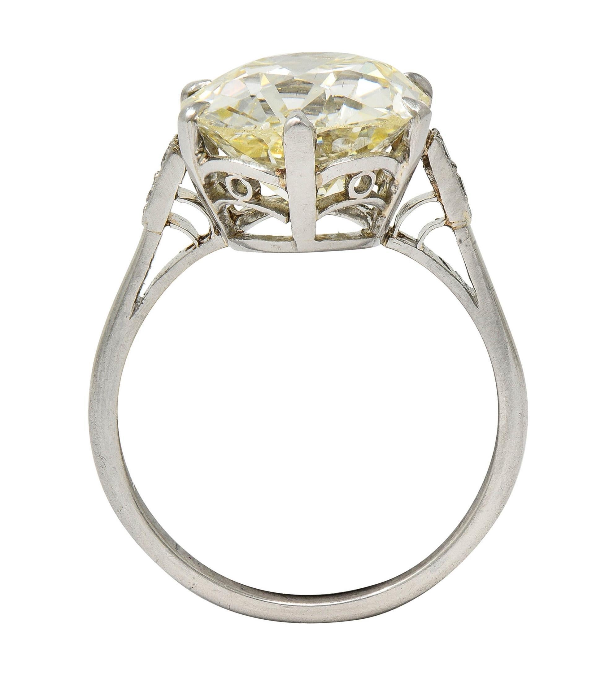 Art Deco 5.75 CTW Old Mine Butter Diamond Platinum Vintage Engagement Ring GIA For Sale 4