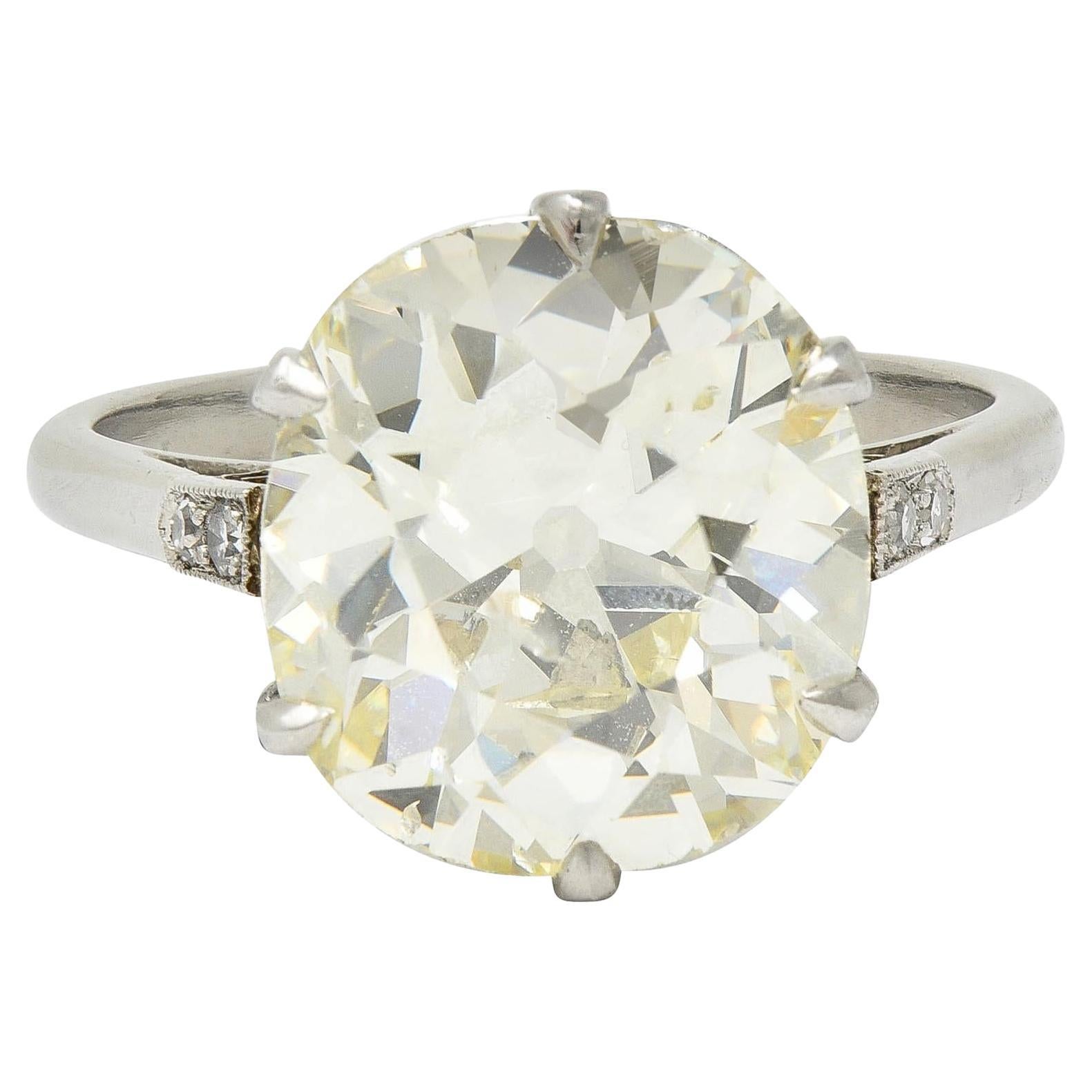 Art Deco 5,75 Karat Old Mine Butter Diamant Platin Vintage Verlobungsring GIA