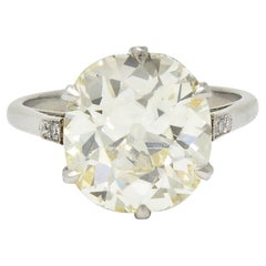 Art Deco 5.75 CTW Old Mine Butter Diamond Platinum Vintage Engagement Ring GIA