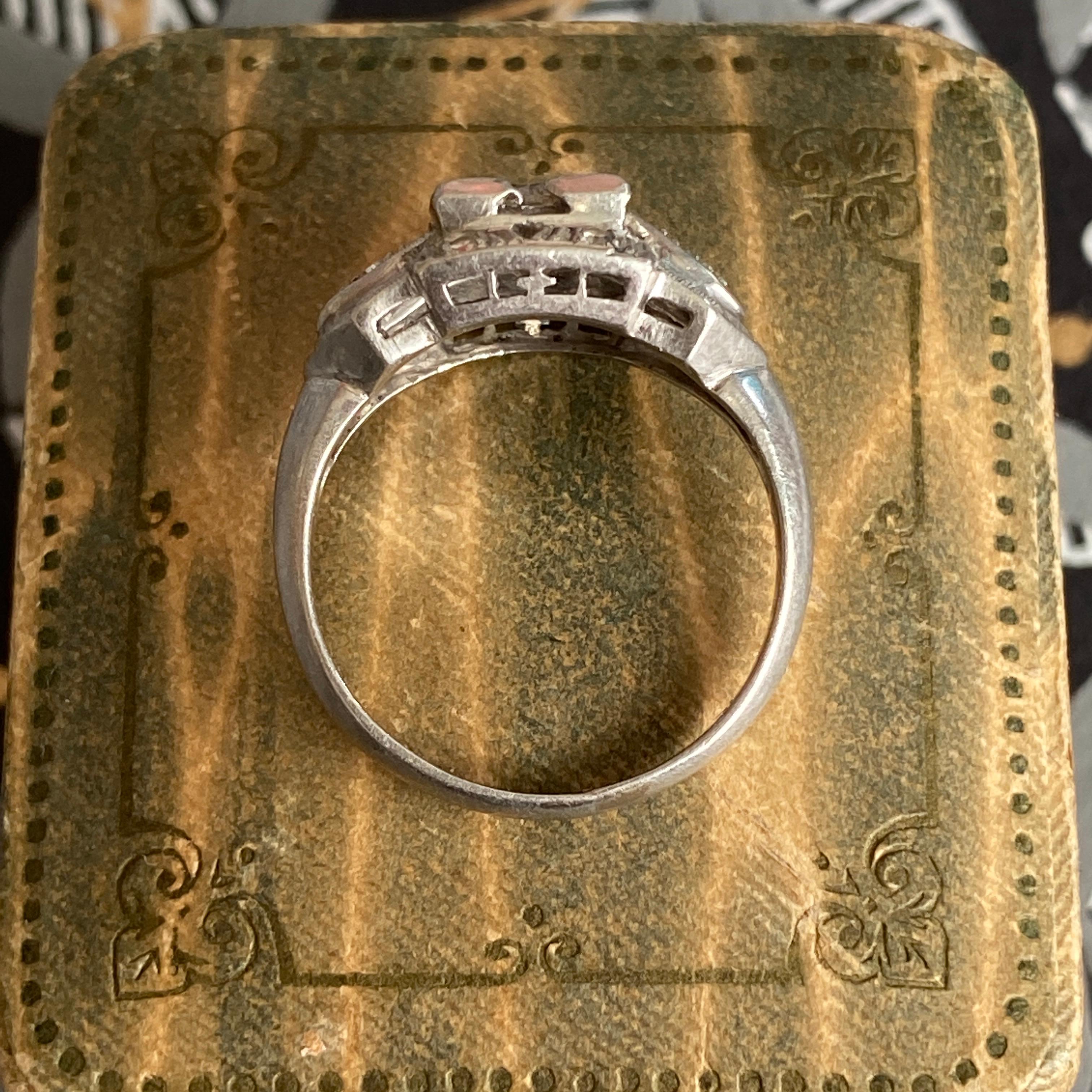 Art Deco .57ct Diamond Platinum Engagement Ring For Sale 11