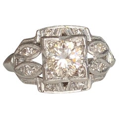 Antique Art Deco .57ct Diamond Platinum Engagement Ring