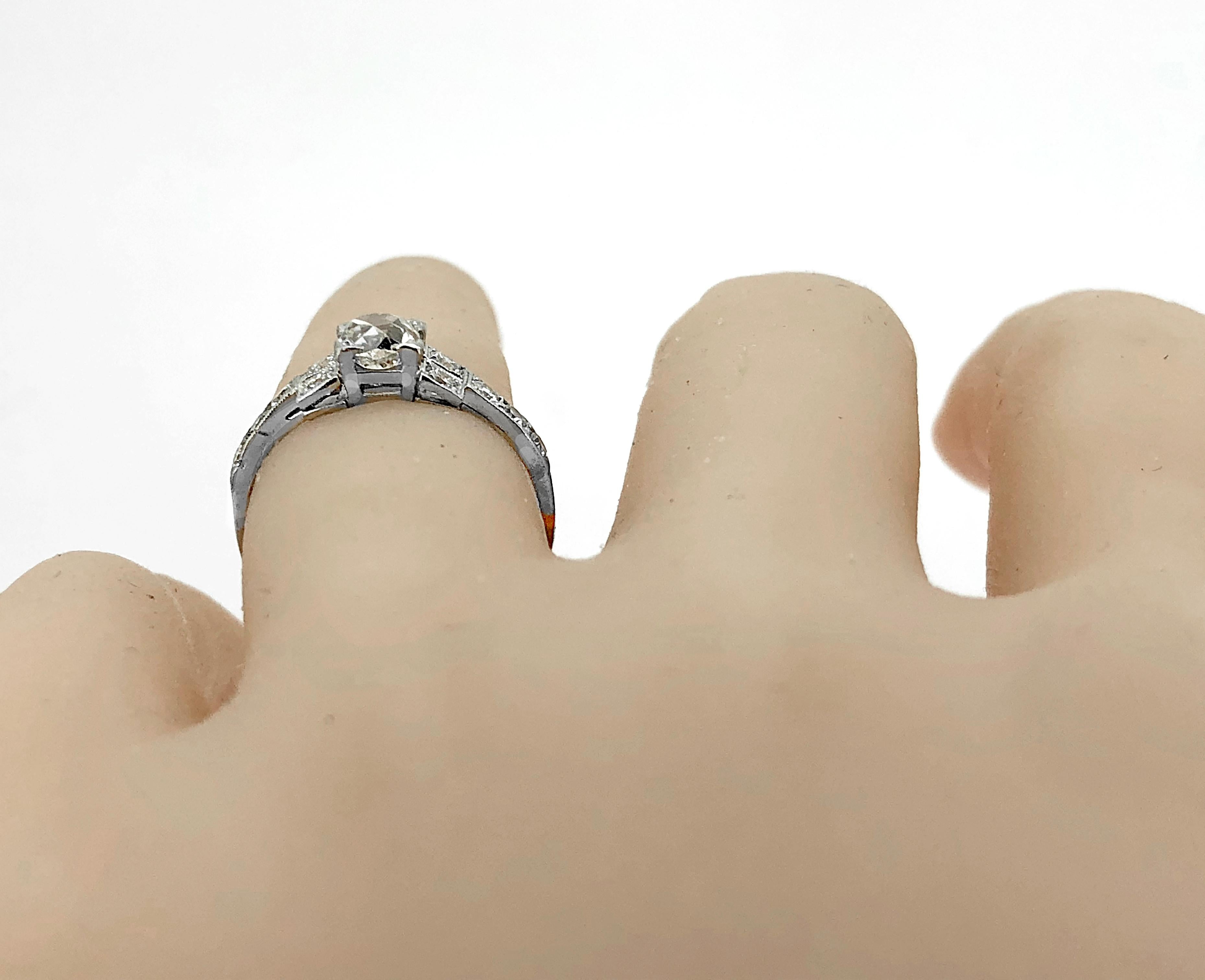 Women's or Men's Art Deco .58 Carat Diamond Platinum Engagement Ring For Sale