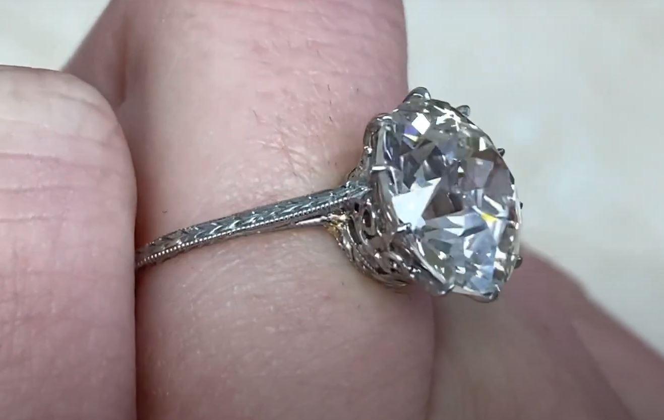 Verlobungsring im Art déco-Stil mit 5,81 Karat Diamant im alteuropäischen Schliff, Farbe J, Reinheit VS1 Damen im Angebot