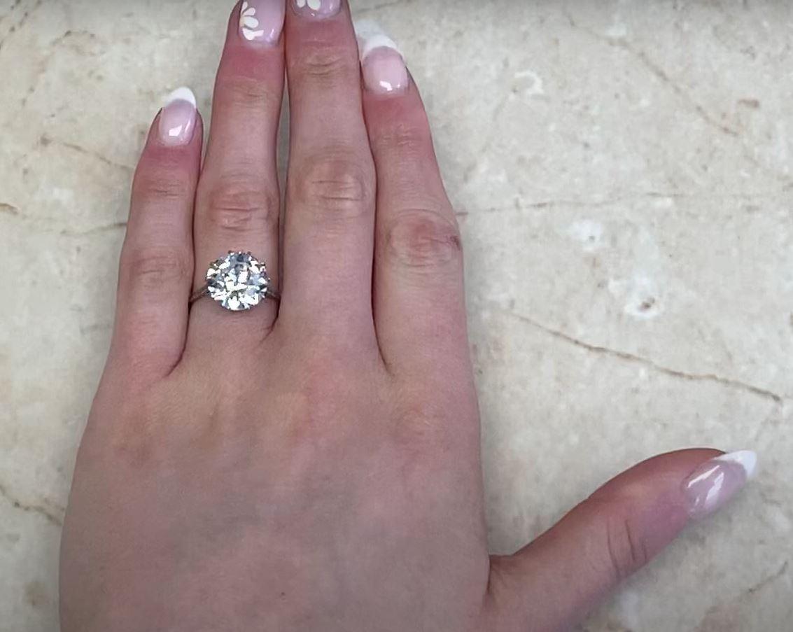 Verlobungsring im Art déco-Stil mit 5,81 Karat Diamant im alteuropäischen Schliff, Farbe J, Reinheit VS1 im Angebot 4