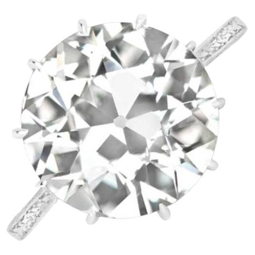 Art Deco 5.81ct Diamond Engagement Ring, Old European Cut, J color, VS1 Clarity